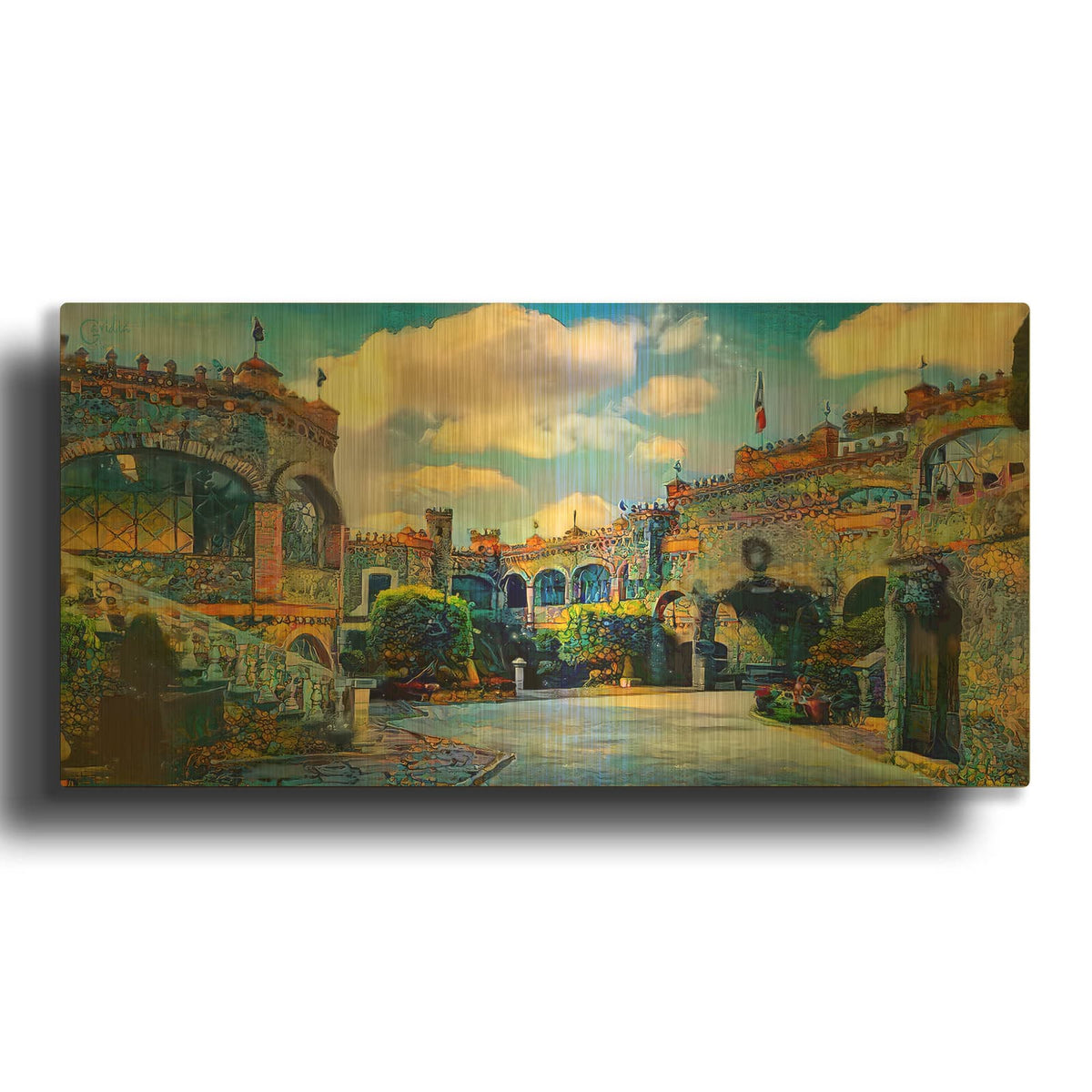 'Guanajuato Mexico Castillo de Santa Cecilia interior' By Pedro Gavidia Gold Metal Wall Art