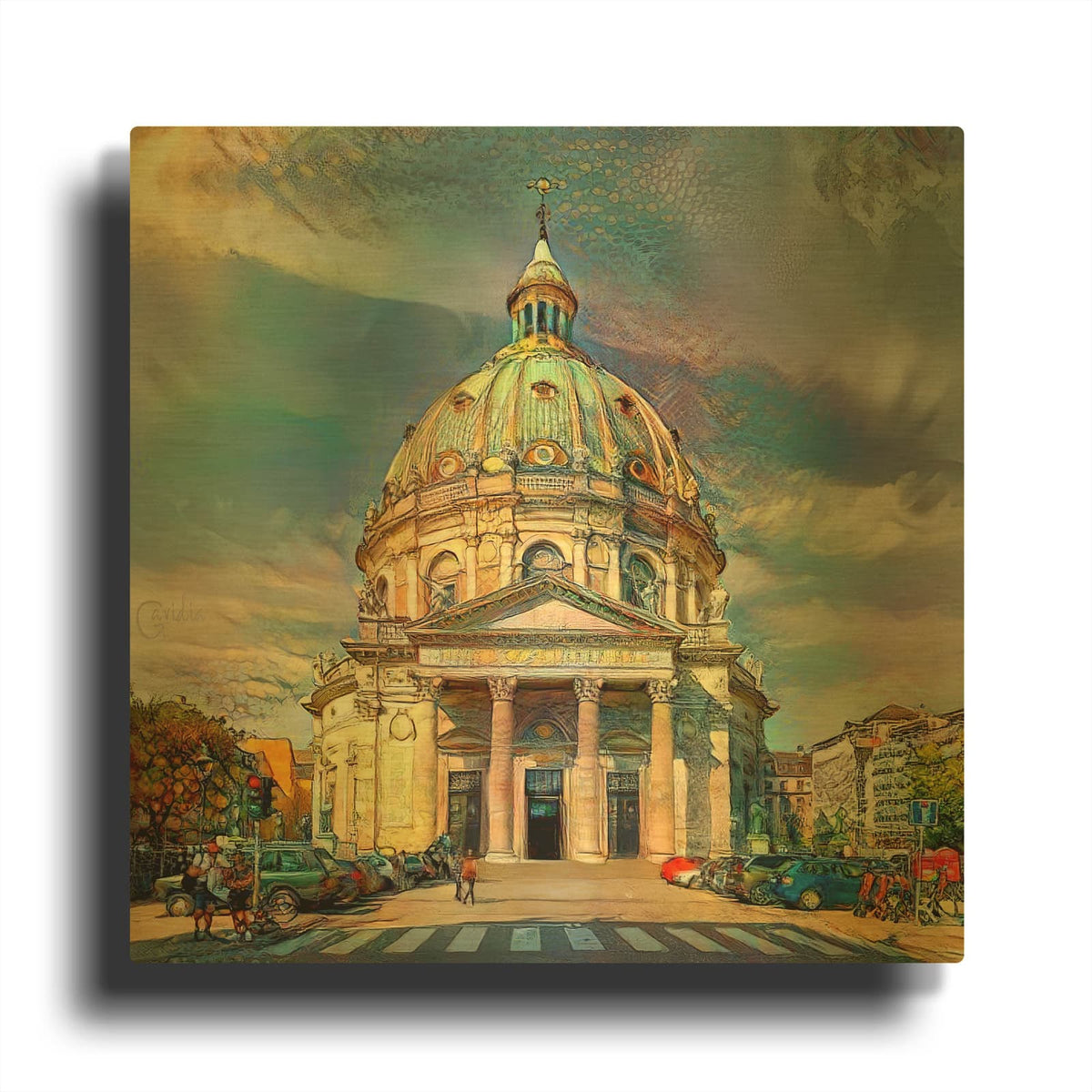 'Copenhagen Denmark Frederiks Church' By Pedro Gavidia Gold Metal Wall Art