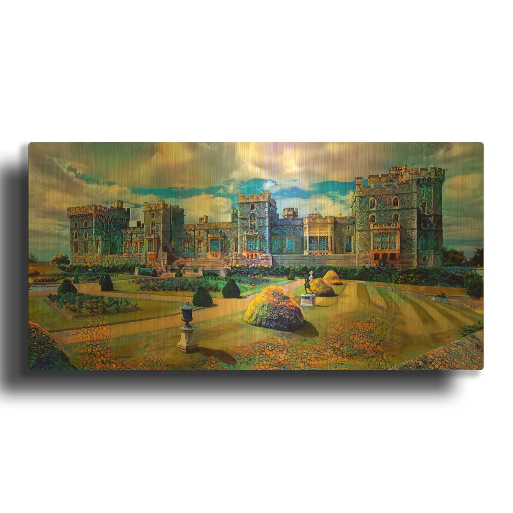 'Berkshire England Windsor Castle' By Pedro Gavidia Gold Metal Wall Art