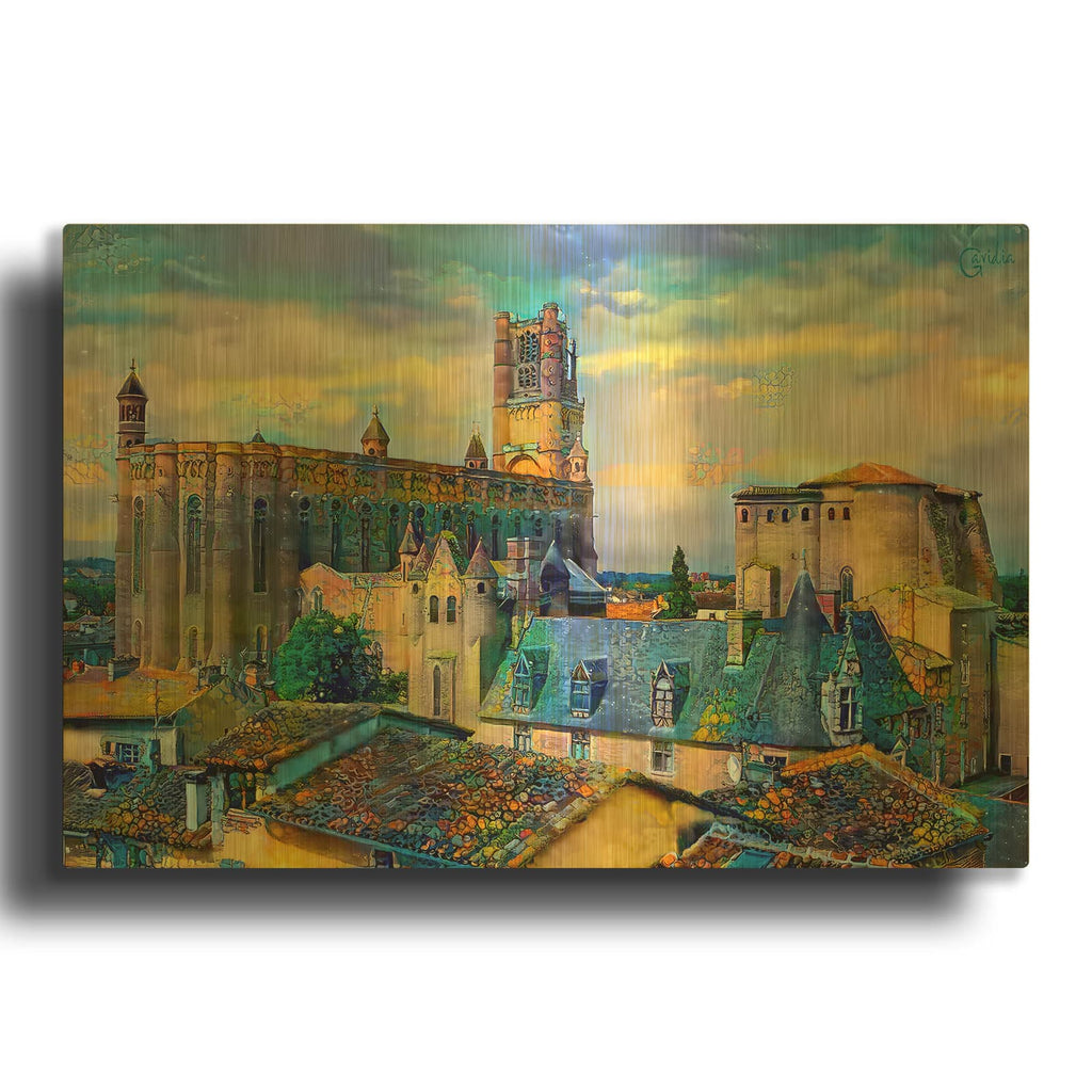 'Albi France Cathedral Basilica of Saint Cecilia' By Pedro Gavidia Gold Metal Wall Art