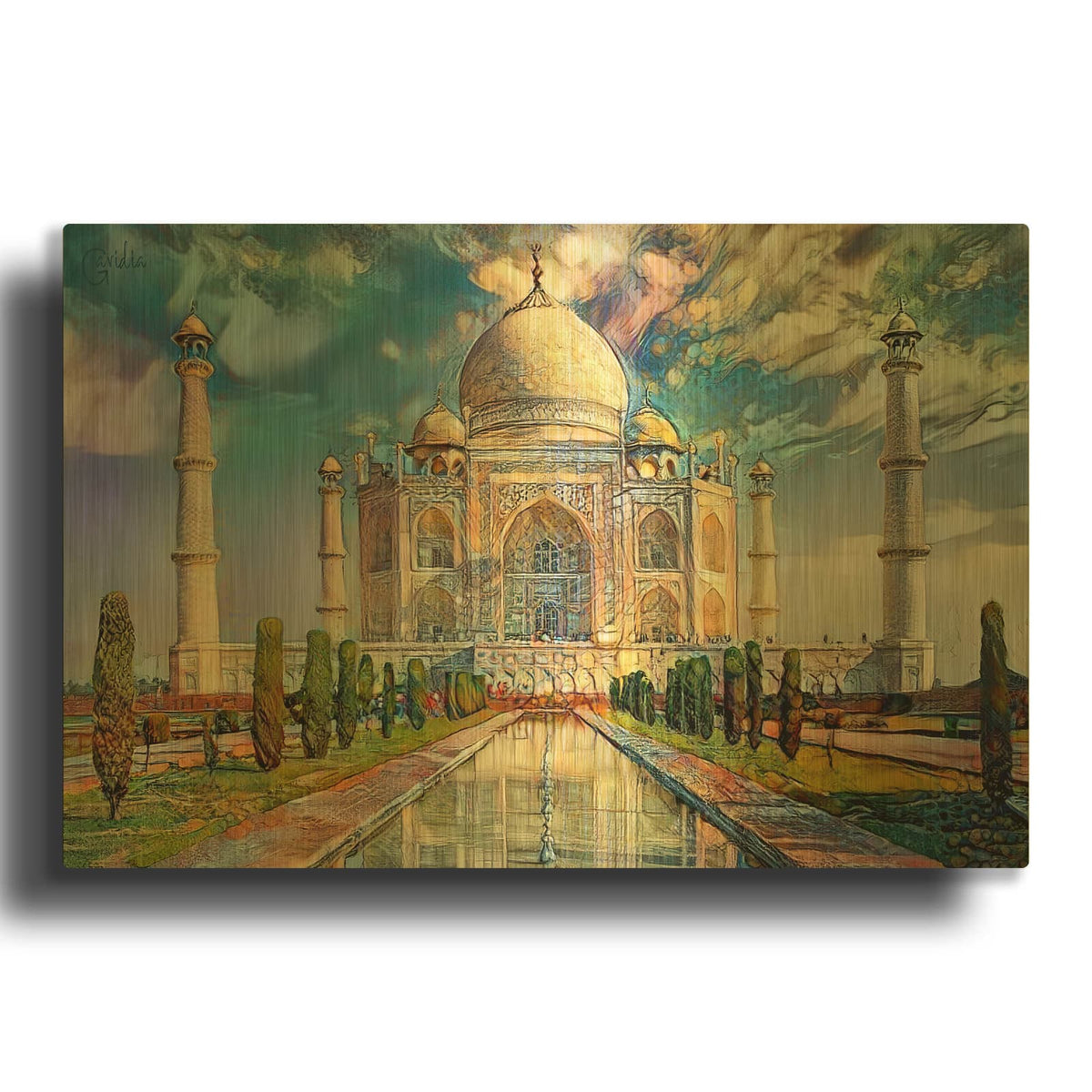 'Agra Uttar Pradesh India Taj Mahal' By Pedro Gavidia Gold Metal Wall Art