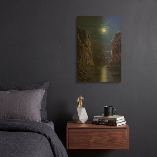 'Moonlit Pass' By R. Hed Gold Metal Wall Art
