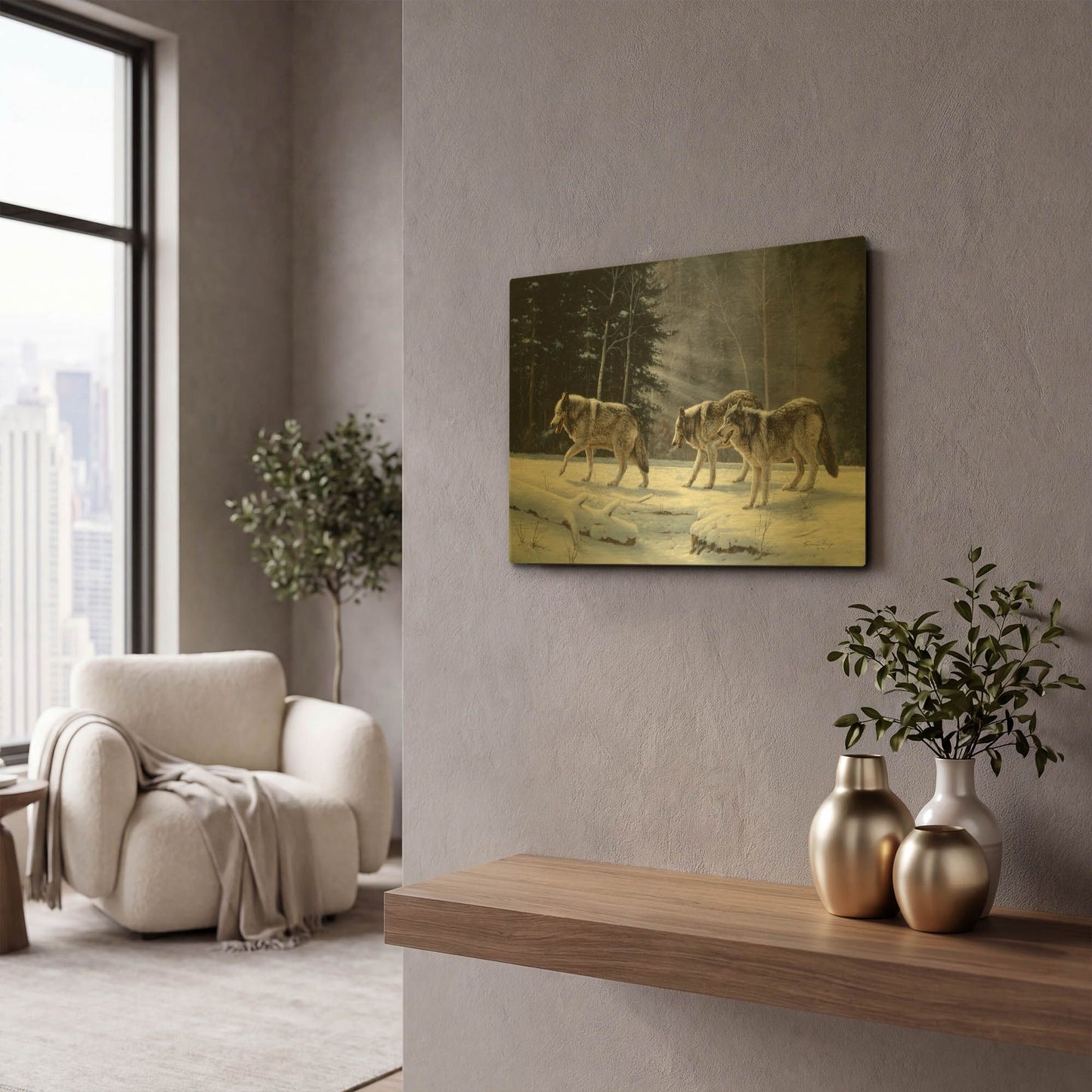 'Six Pack Minus Three' By R. Hed Gold Metal Wall Art