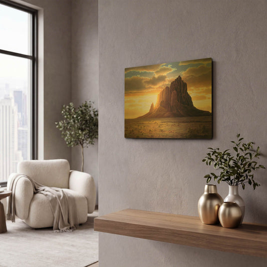 'Shiprock' By R. Hed Gold Metal Wall Art