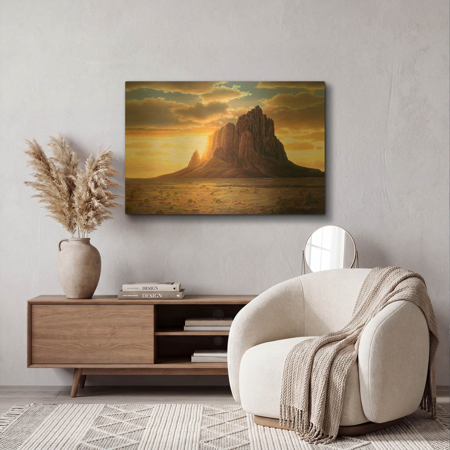 'Shiprock' By R. Hed Gold Metal Wall Art