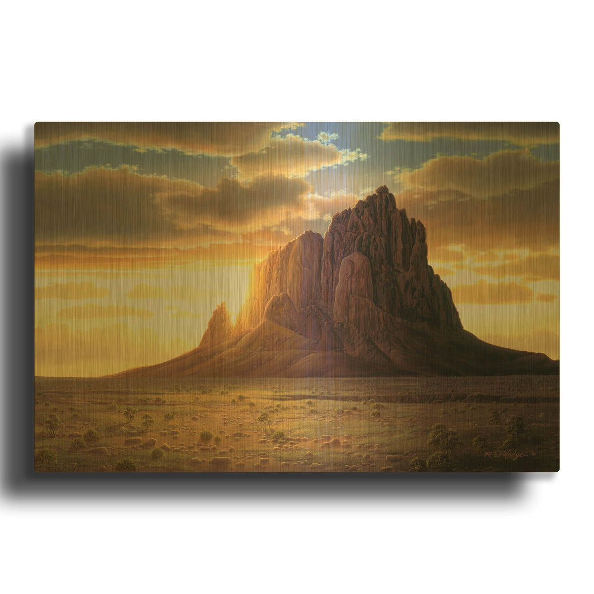 'Shiprock' By R. Hed Gold Metal Wall Art