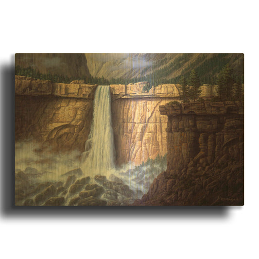 'Canyon Cascade' By R. Hed Gold Metal Wall Art