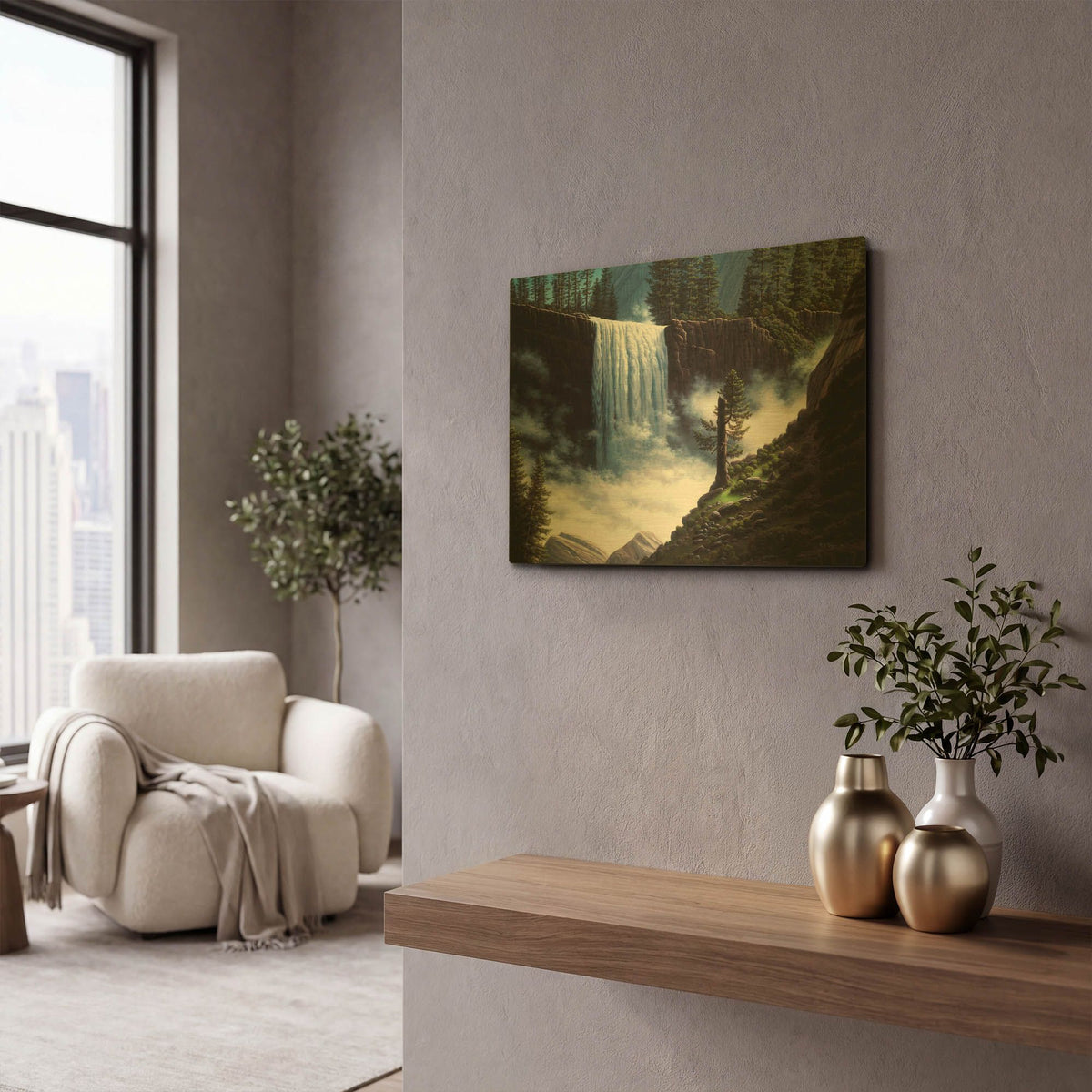 'Vernal Falls' By R. Hed Gold Metal Wall Art