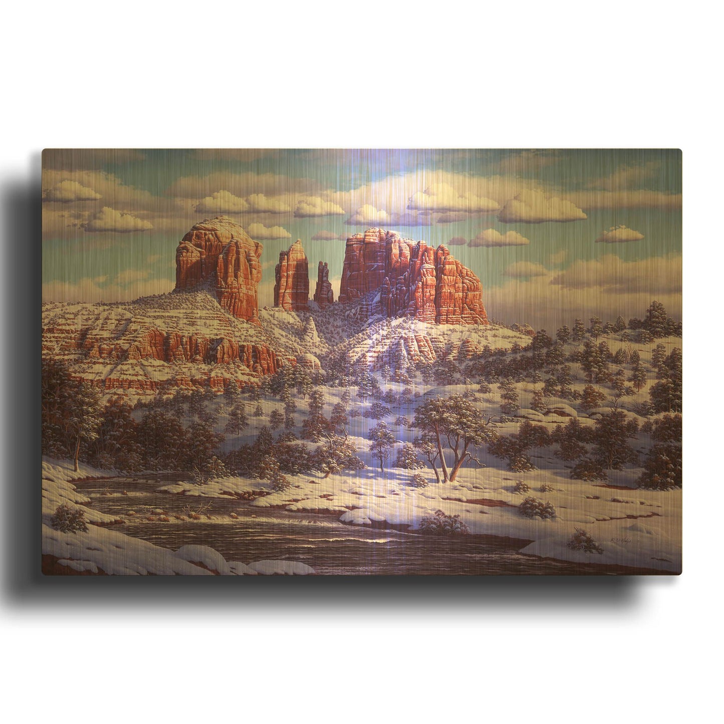 'The Spirit Of Red Rocks' By R. Hed Gold Metal Wall Art