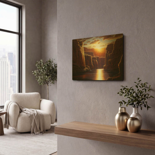 'Grand Sunrise' By R. Hed Gold Metal Wall Art