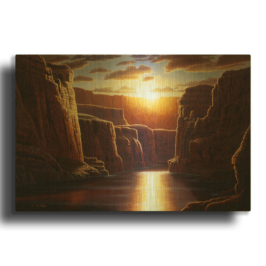 'Grand Sunrise' By R. Hed Gold Metal Wall Art