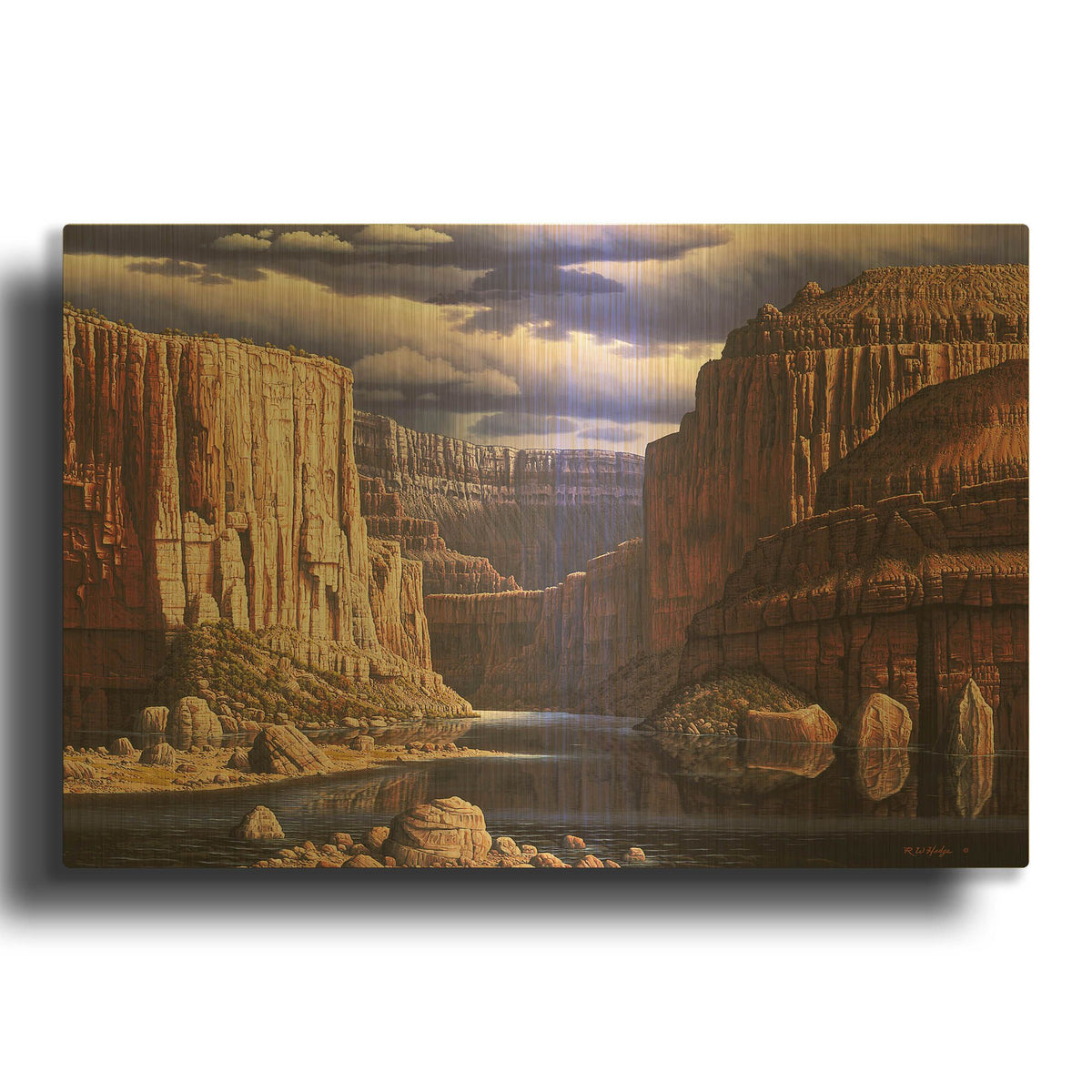 'Return To Earth' By R. Hed Gold Metal Wall Art