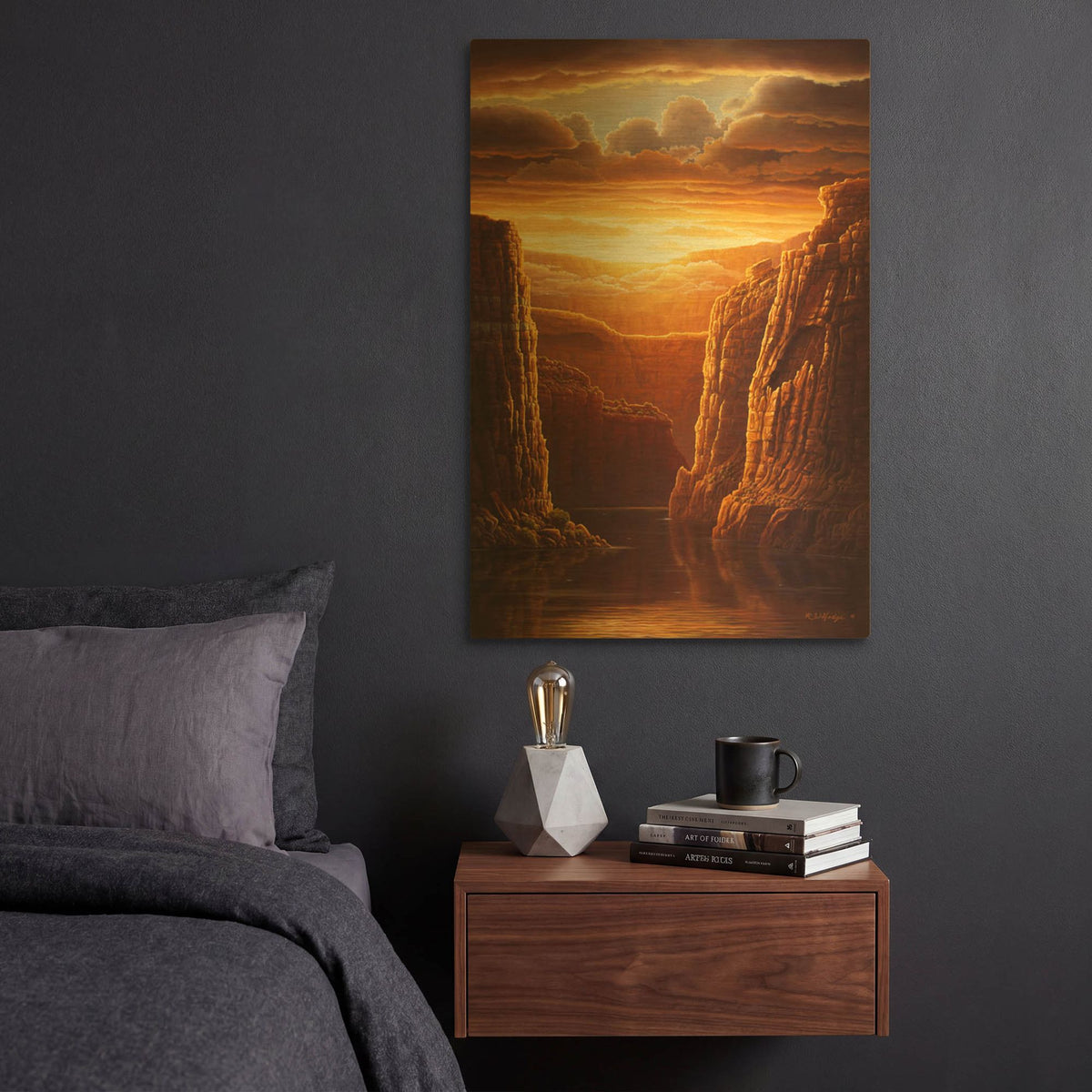 'Warm Reflections' By R. Hed Gold Metal Wall Art