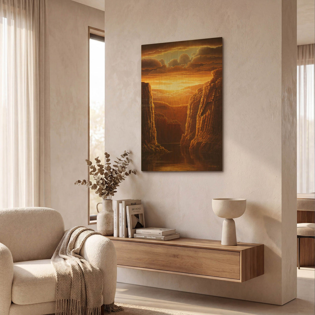 'Warm Reflections' By R. Hed Gold Metal Wall Art