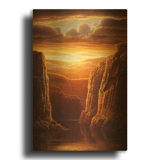 'Warm Reflections' By R. Hed Gold Metal Wall Art