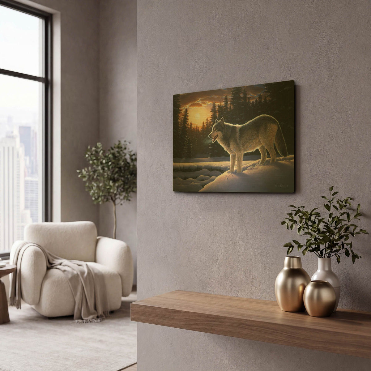 'New Trail' By R. Hed Gold Metal Wall Art