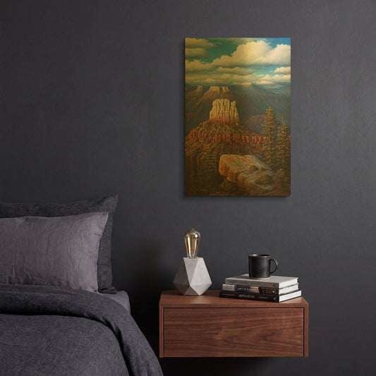 'Among The Temples' By R. Hed Gold Metal Wall Art