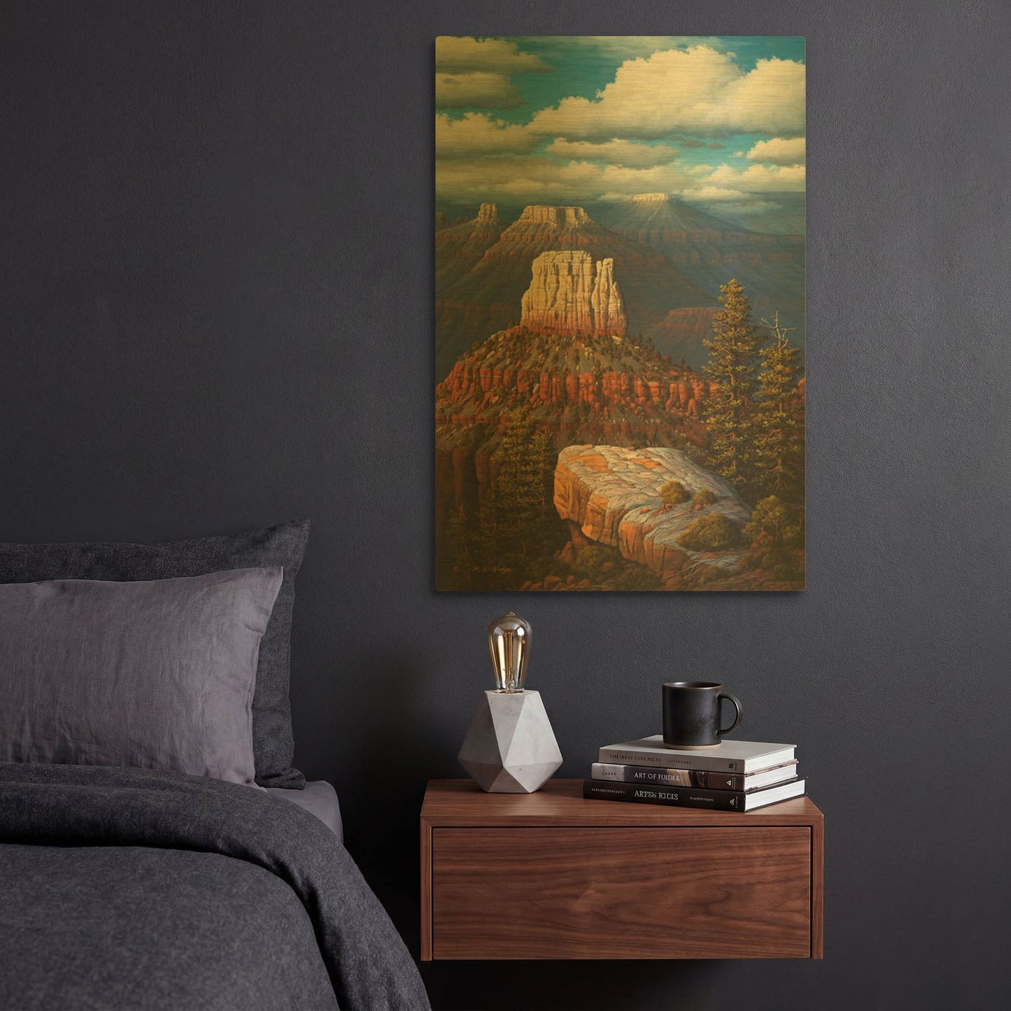 'Among The Temples' By R. Hed Gold Metal Wall Art