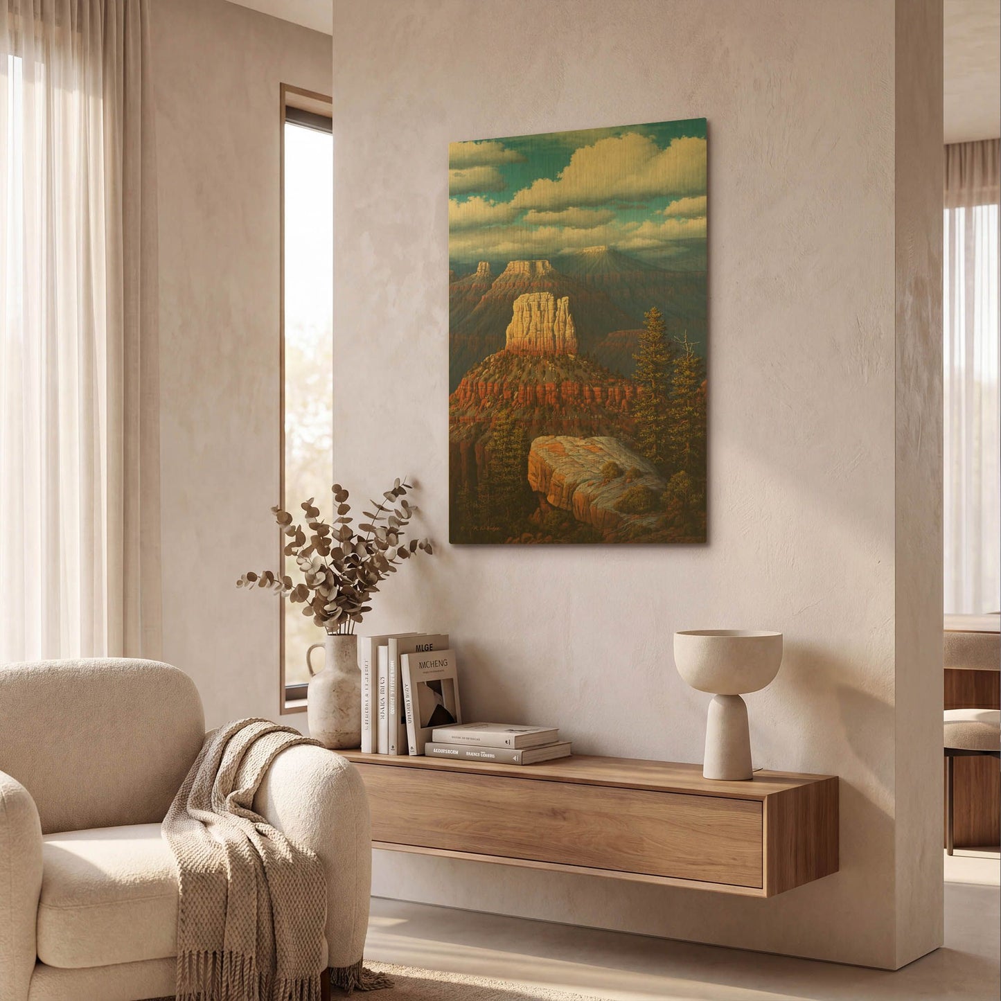 'Among The Temples' By R. Hed Gold Metal Wall Art
