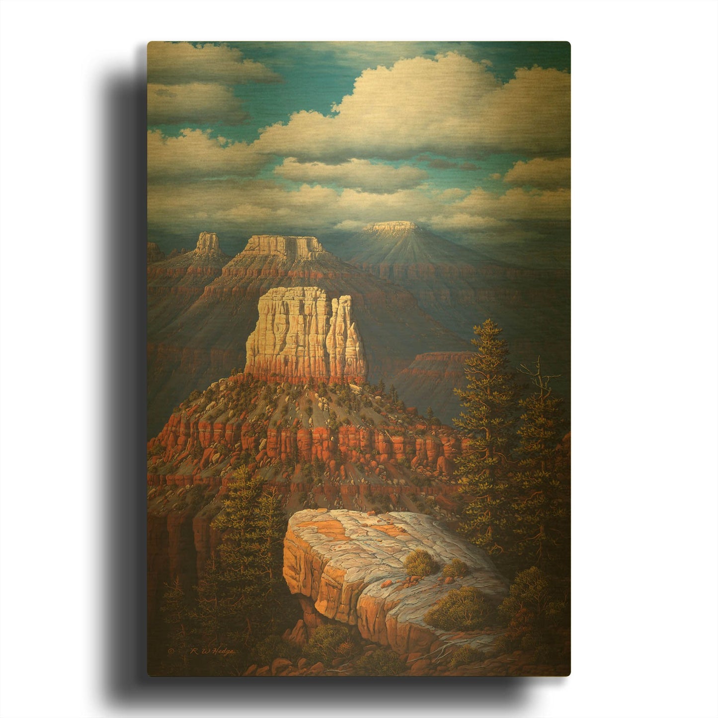 'Among The Temples' By R. Hed Gold Metal Wall Art
