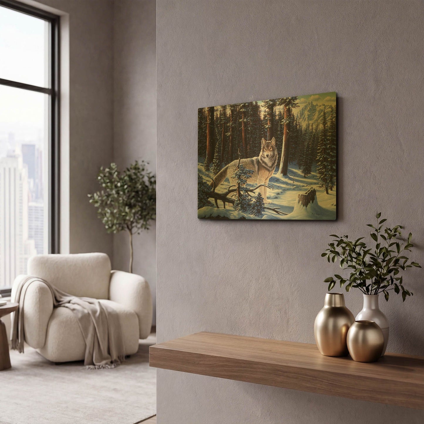 'Big Timber' By R. Hed Gold Metal Wall Art