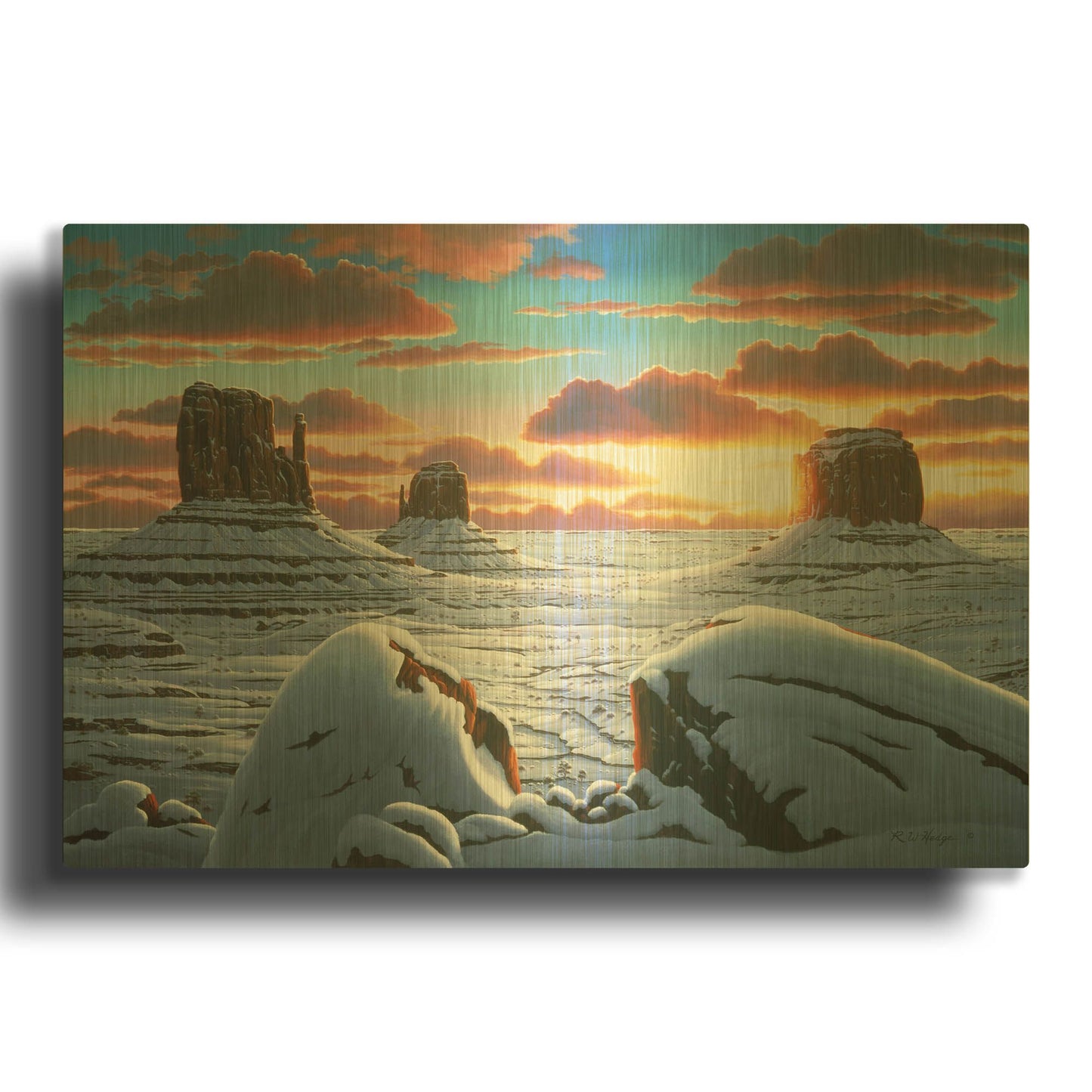 'Tres Hombres' By R. Hed Gold Metal Wall Art