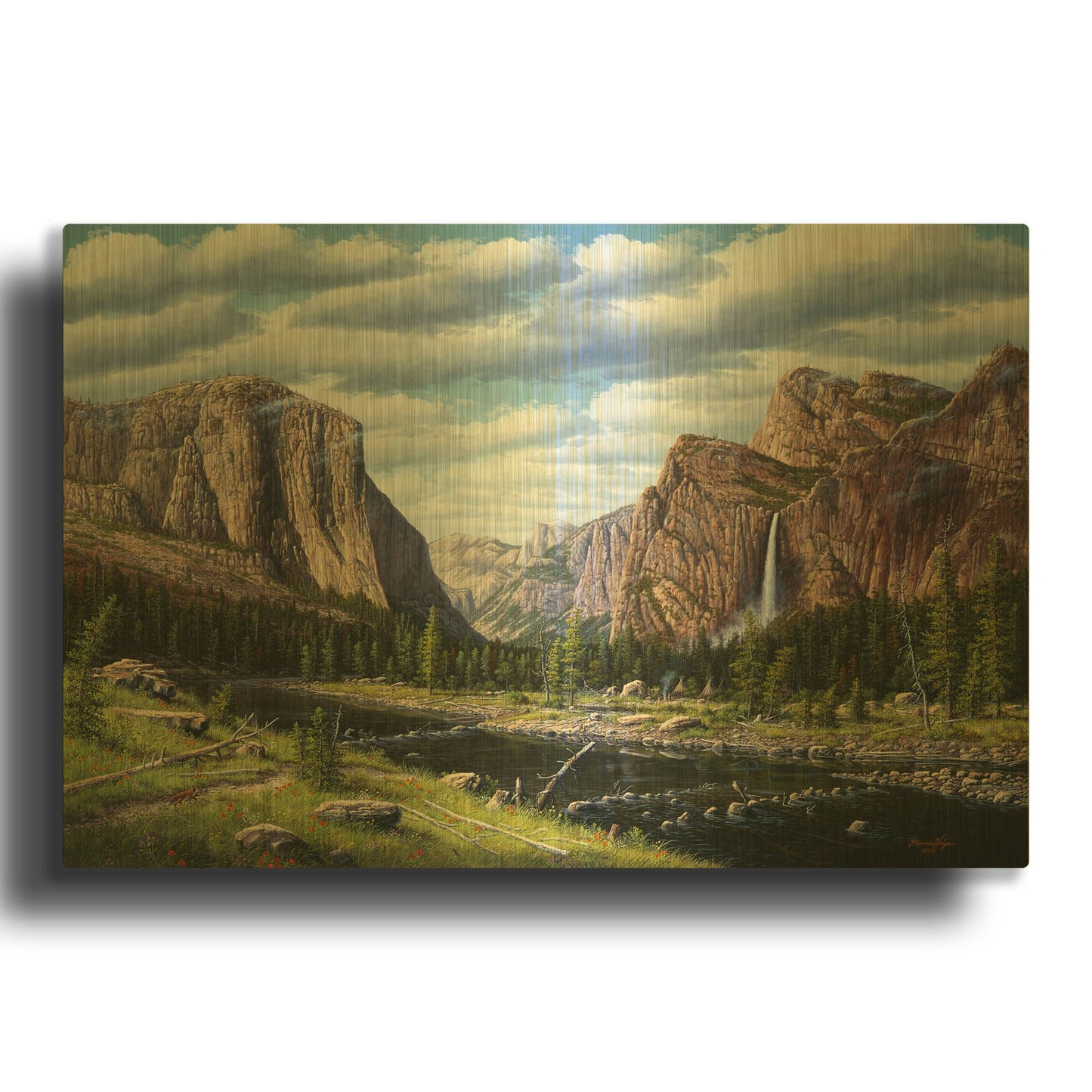 'River Of Mercy' By R. Hed Gold Metal Wall Art