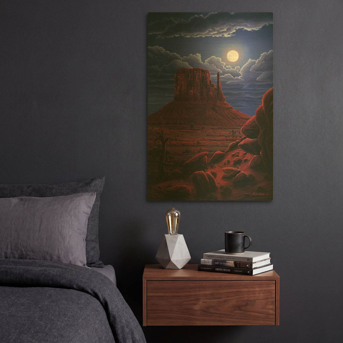 'Navaho Moon' By R. Hed Gold Metal Wall Art
