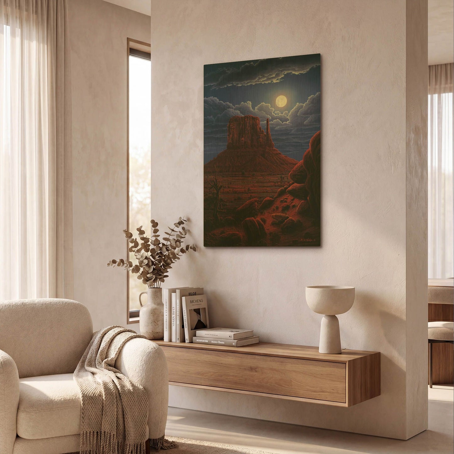 'Navaho Moon' By R. Hed Gold Metal Wall Art