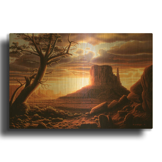 'The Southwest Sun' By R. Hed Gold Metal Wall Art