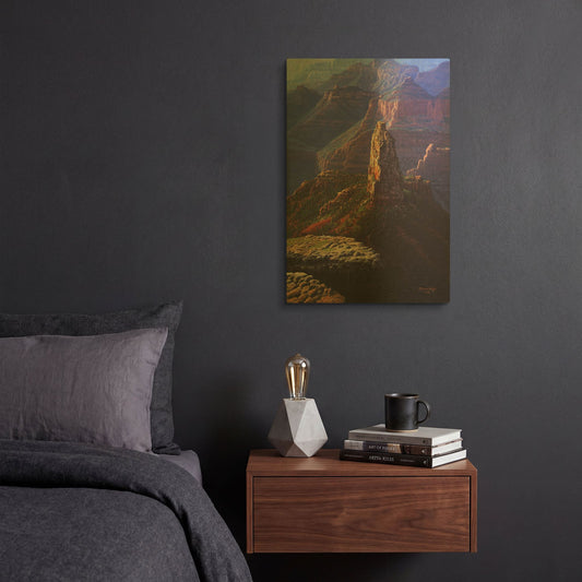 'The Guardian Mountain' By R. Hed Gold Metal Wall Art