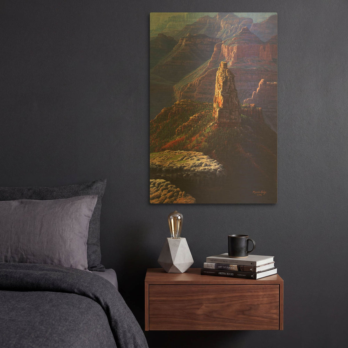 'The Guardian Mountain' By R. Hed Gold Metal Wall Art