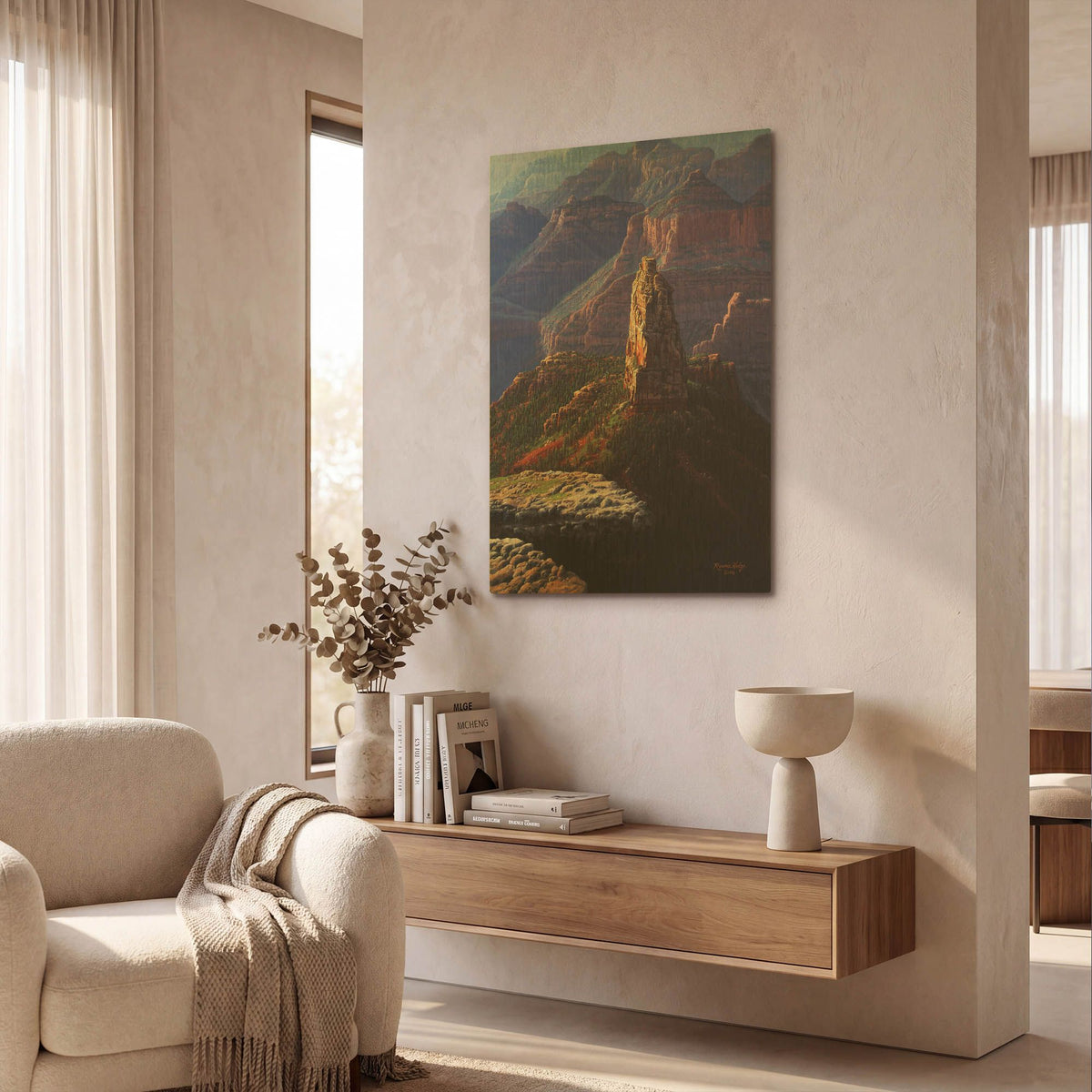'The Guardian Mountain' By R. Hed Gold Metal Wall Art