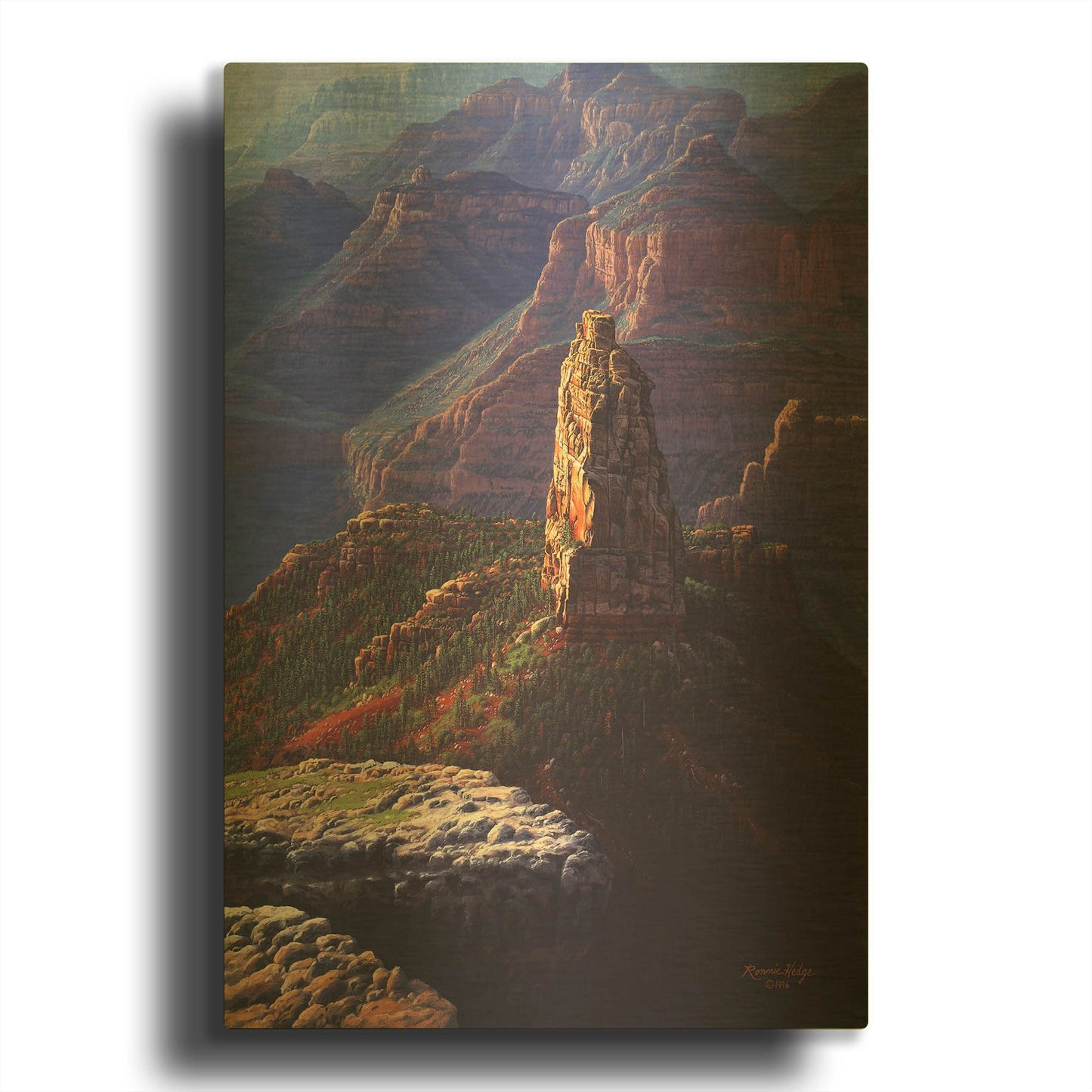 'The Guardian Mountain' By R. Hed Gold Metal Wall Art