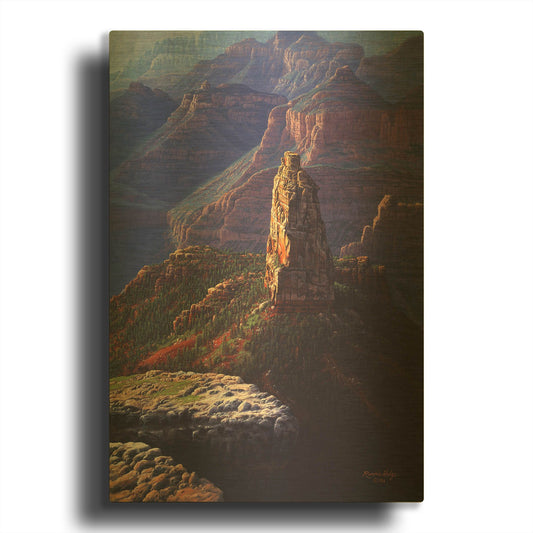 'The Guardian Mountain' By R. Hed Gold Metal Wall Art