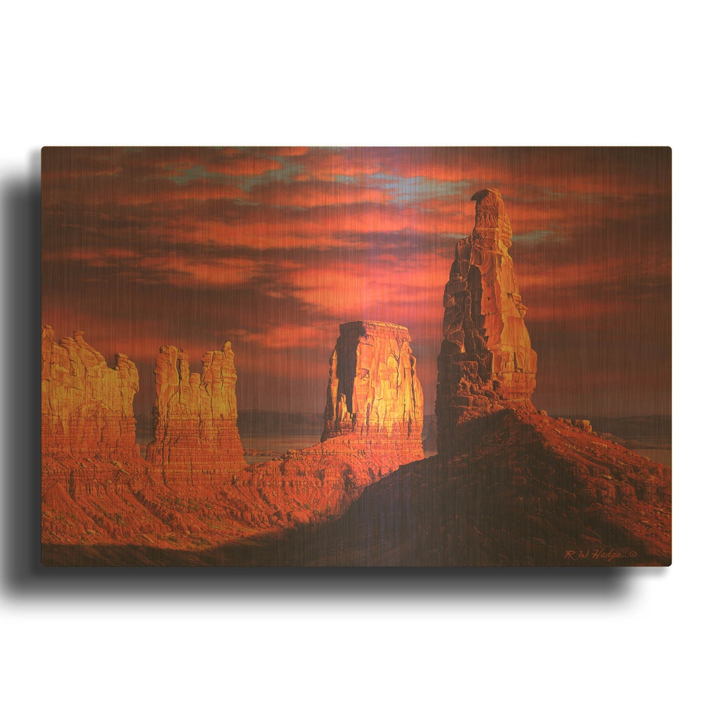 'Fiery Castles' By R. Hed Gold Metal Wall Art