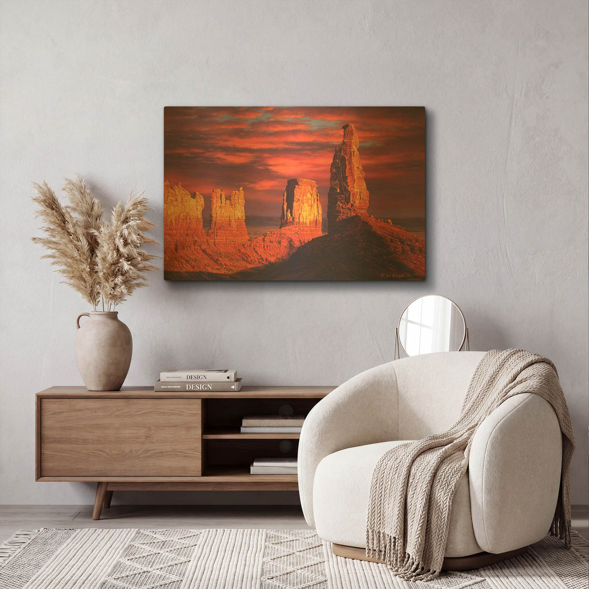 'Fiery Castles' By R. Hed Gold Metal Wall Art