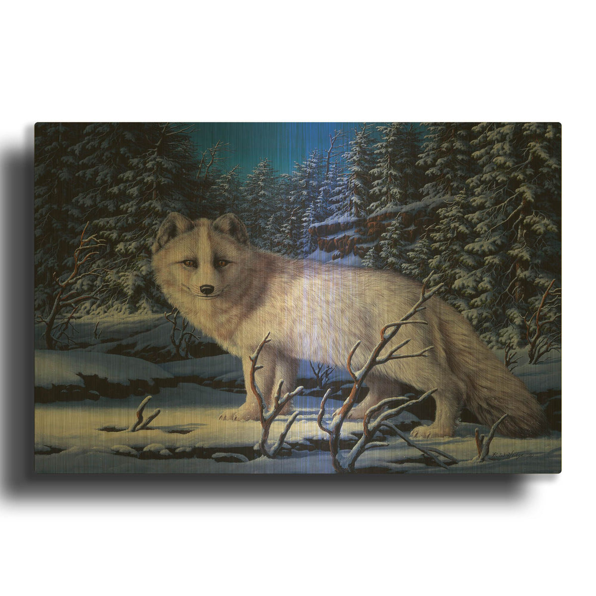'Blue Northern' By R. Hed Gold Metal Wall Art