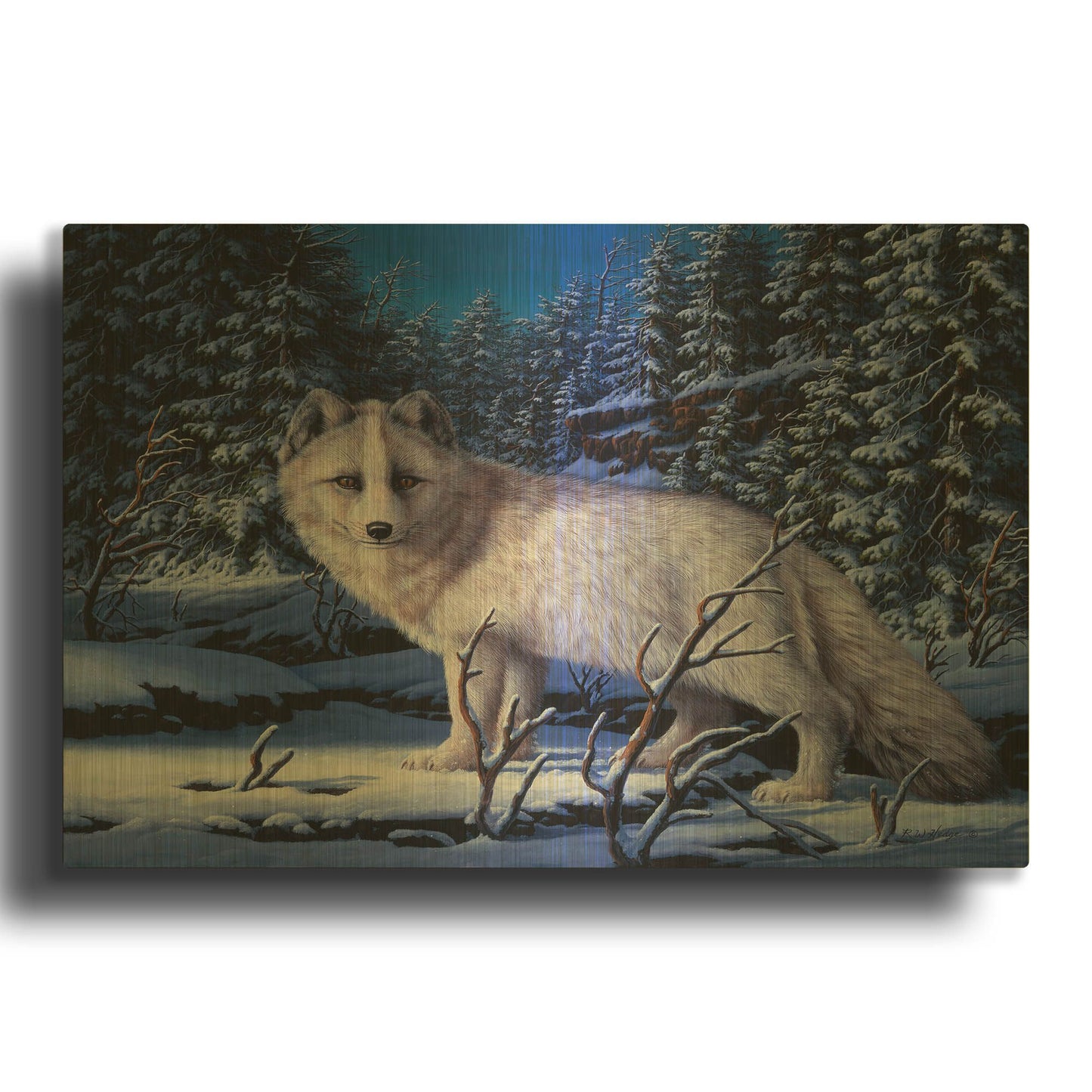 'Blue Northern' By R. Hed Gold Metal Wall Art