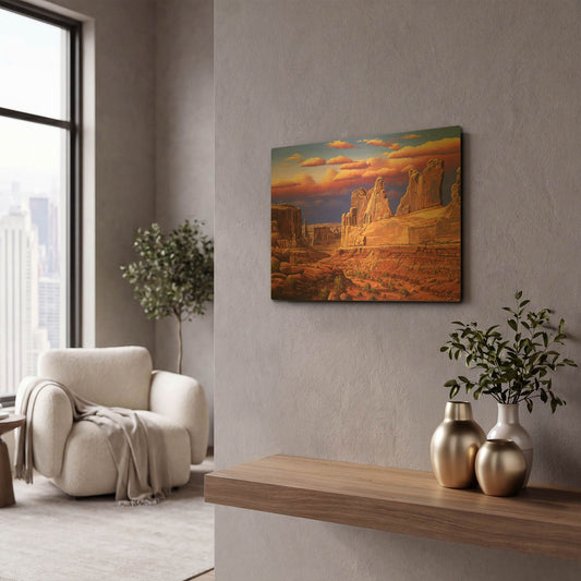 'Blue Horizon' By R. Hed Gold Metal Wall Art