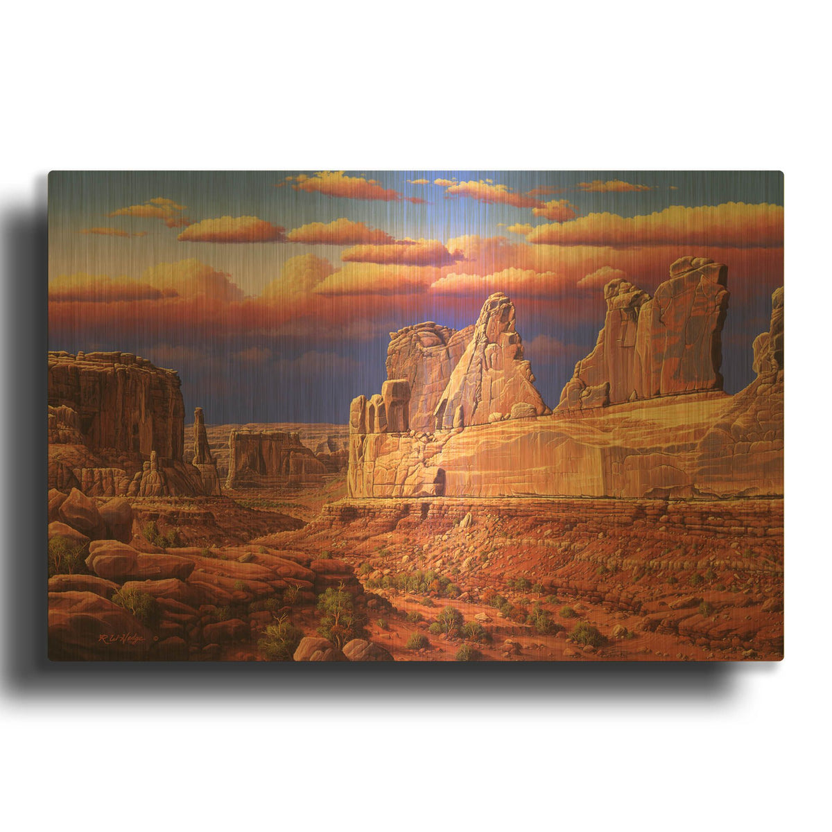 'Blue Horizon' By R. Hed Gold Metal Wall Art