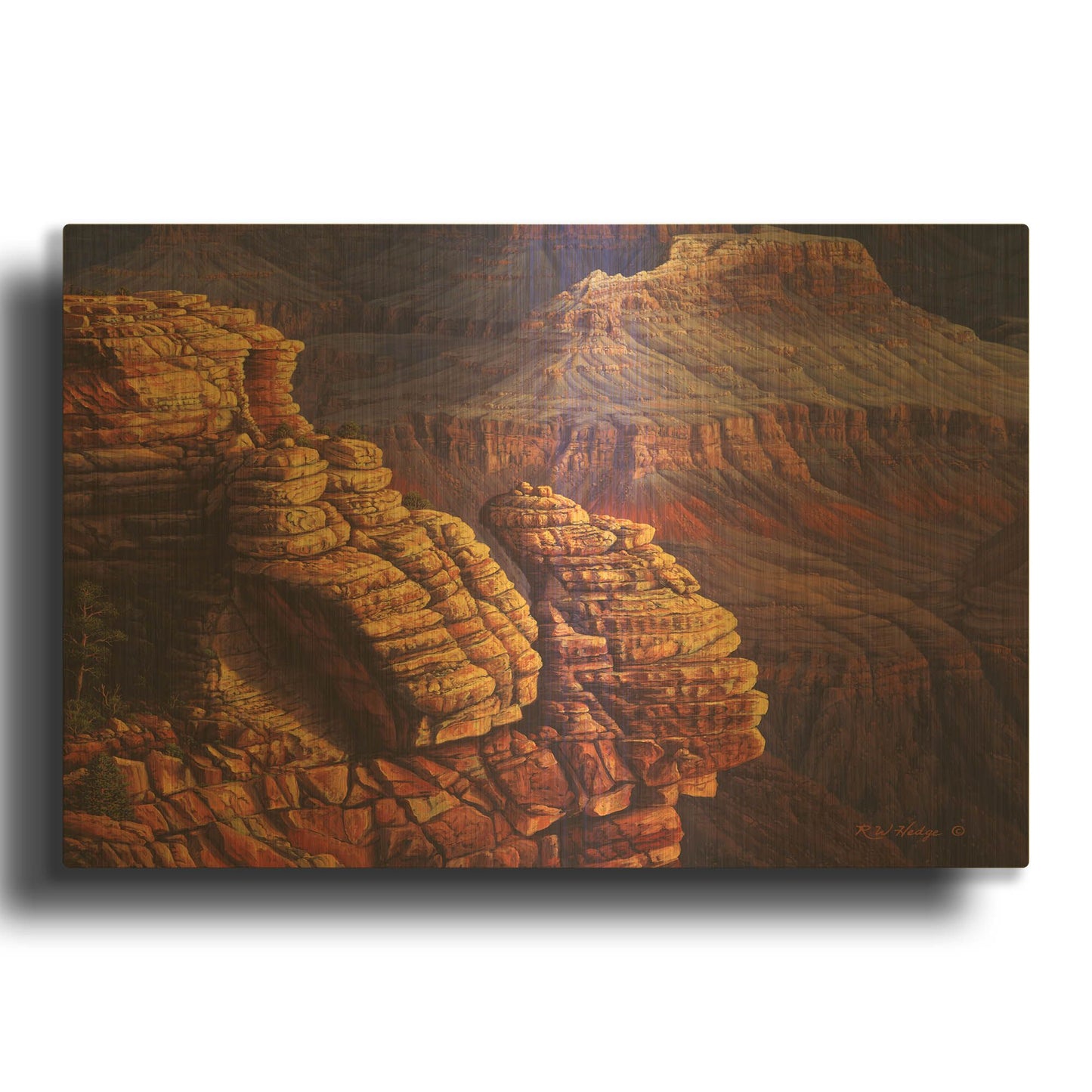 'Lofty Ledges' By R. Hed Gold Metal Wall Art