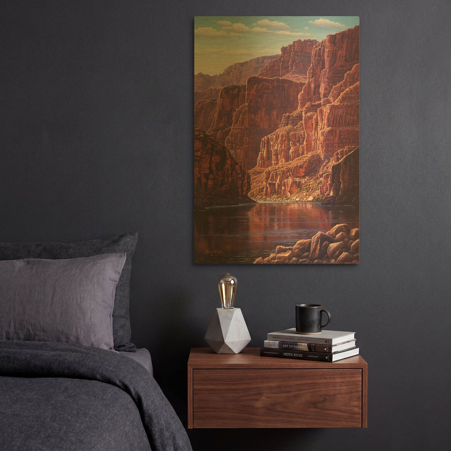 'Secluded' By R. Hed Gold Metal Wall Art