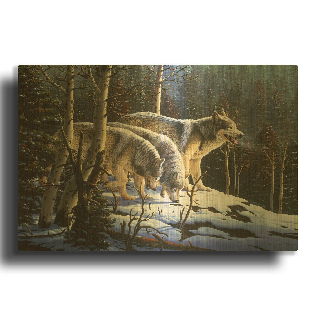 'First Hunt' By R. Hed Gold Metal Wall Art