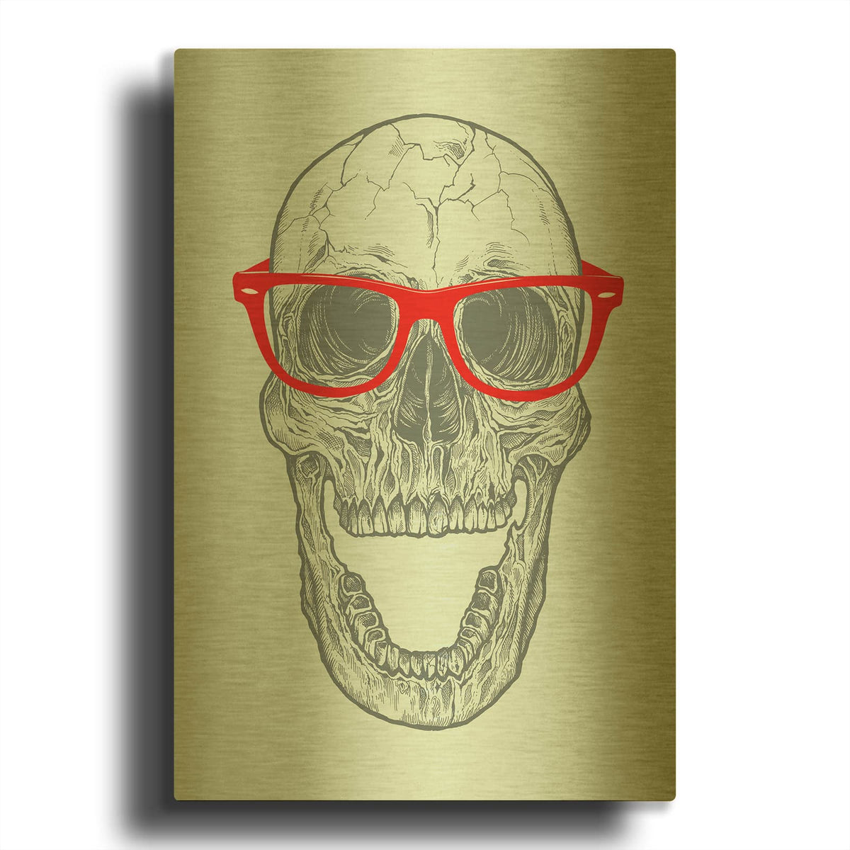 'Trendy Skull' By Rachel Caldwell Gold Metal Wall Art