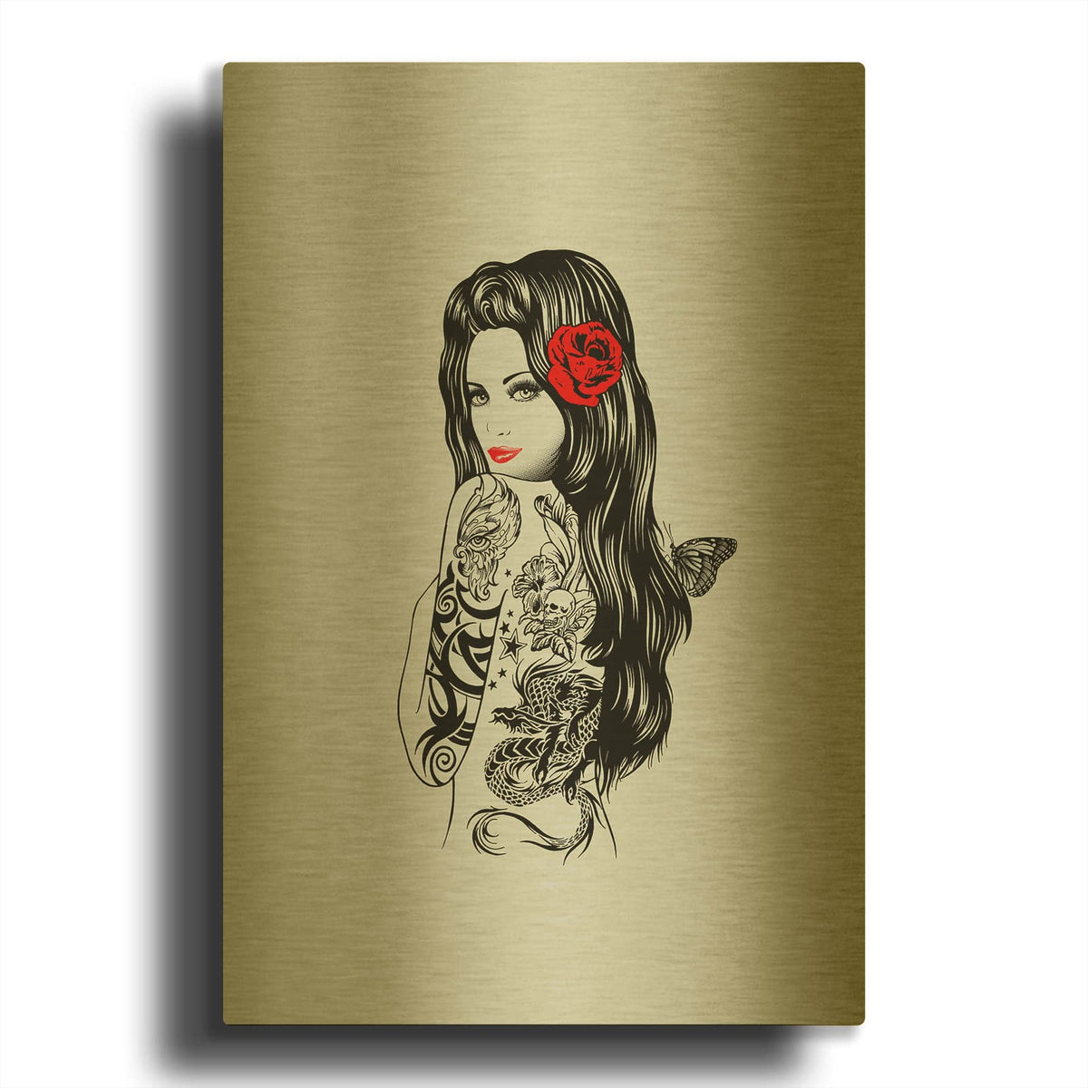 'Tattoo Girl' By Rachel Caldwell Gold Metal Wall Art