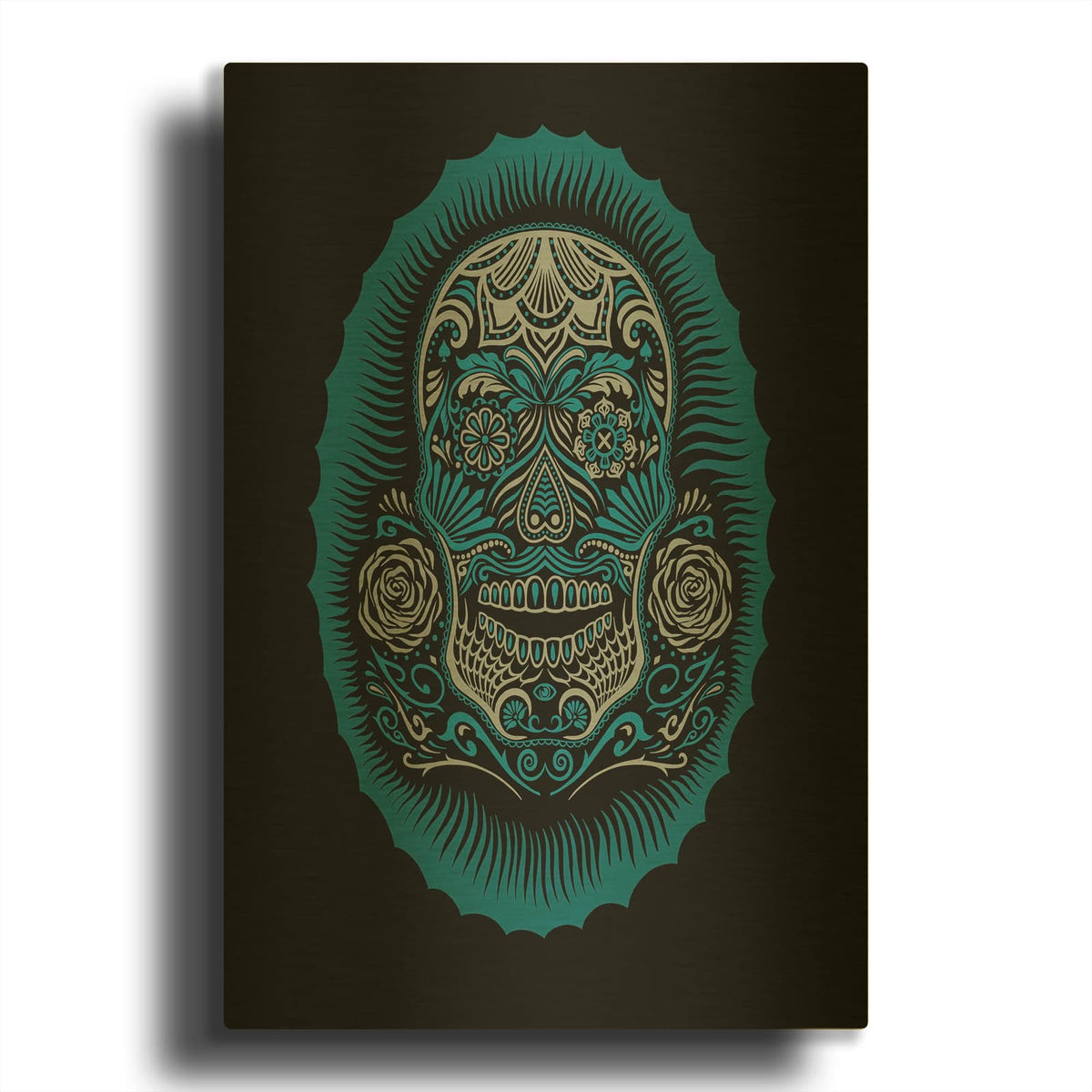 'Sugar Skull' By Rachel Caldwell Gold Metal Wall Art