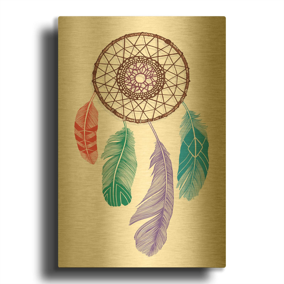 'Stylized Dream Catcher' By Rachel Caldwell Gold Metal Wall Art