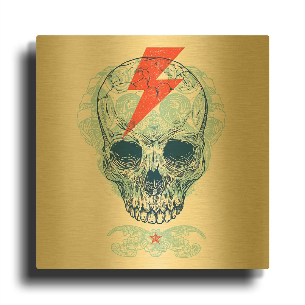 'Skull Bolt' By Rachel Caldwell Gold Metal Wall Art