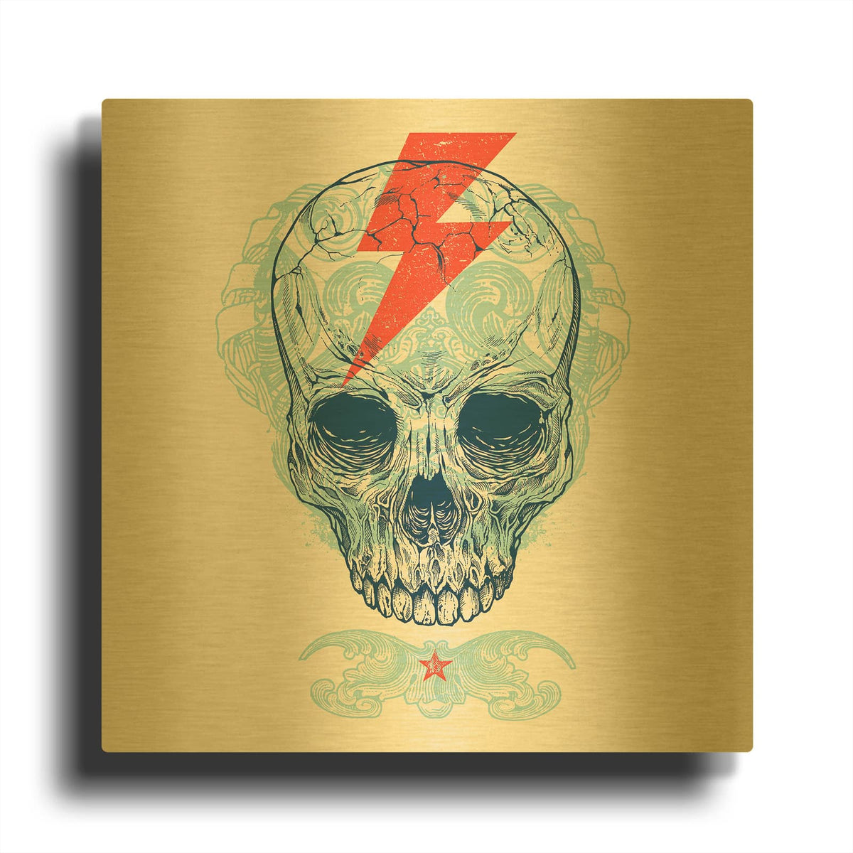 'Skull Bolt' By Rachel Caldwell Gold Metal Wall Art